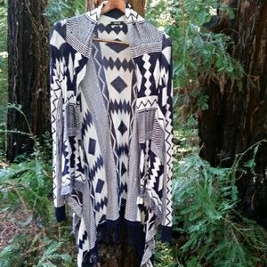 Southwest print, lightweight cape sweater