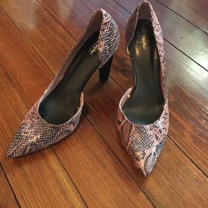 Gray and pink snakeskin print d'orsay heels