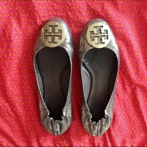 Tory Burch Gold Metallic Reva Flat