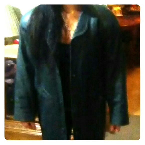 Blue leather jacket