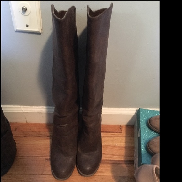 Brown knee high boots with heels
