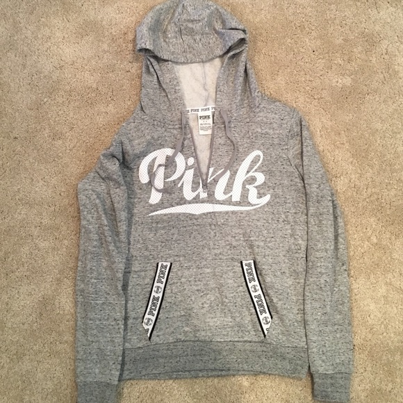 BRAND NEW PINK Quarter Zip heather grey size small