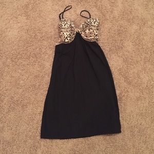Leopard top black dress