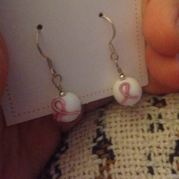 Breast Cancer Awareness Glass Bead Earrings