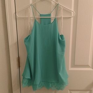 Tank top with lace bottom lining