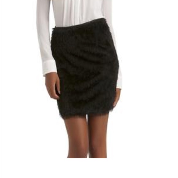 Fringed black fur skirt