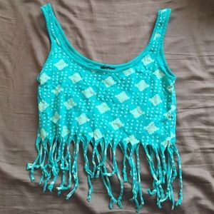 Mint green patterned pacsun tie crop top