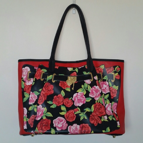 Betsey Johnson Floral-Print Illusion Tote Bag