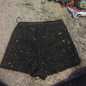 High waist sequin mini shorts