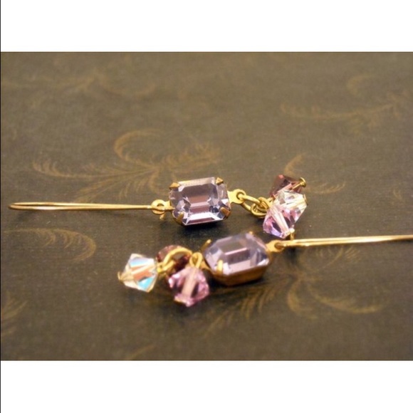 Purple swavorski crystal  earrings