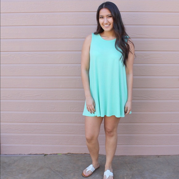 Mint T-shirt dress/beach cover up - Picture 2 of 3