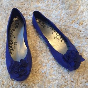 Blue velour flats