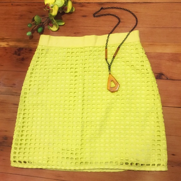 Ann Taylor Dresses & Skirts - Neon Lime Eyelet Skirt (Ann Taylor Loft)