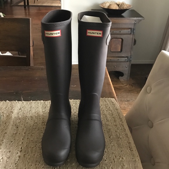 Chocolate brown Hunter boots. Never worn