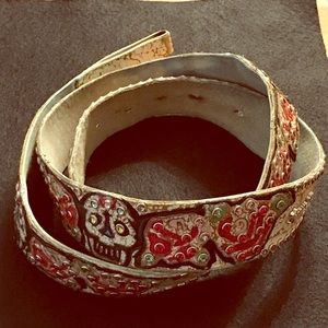 Kippys leather bling belt with skulls and roses