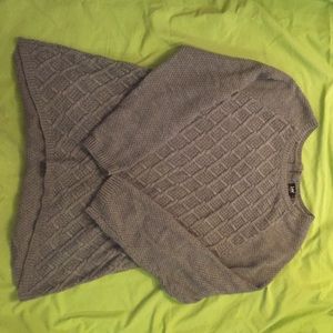 grey checkered knit sweater