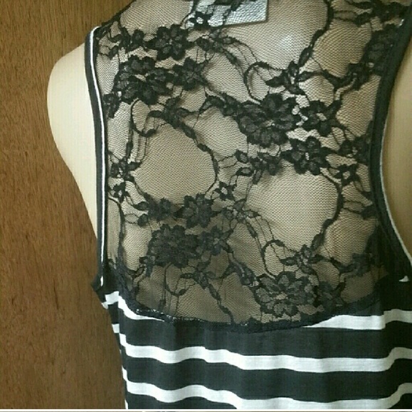 Lace mesh back striped maxi L