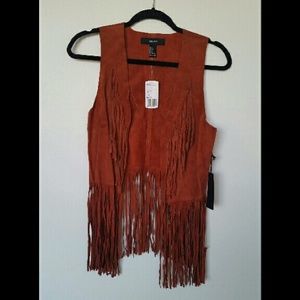 Forever 21 Real Leather Fringe Vest