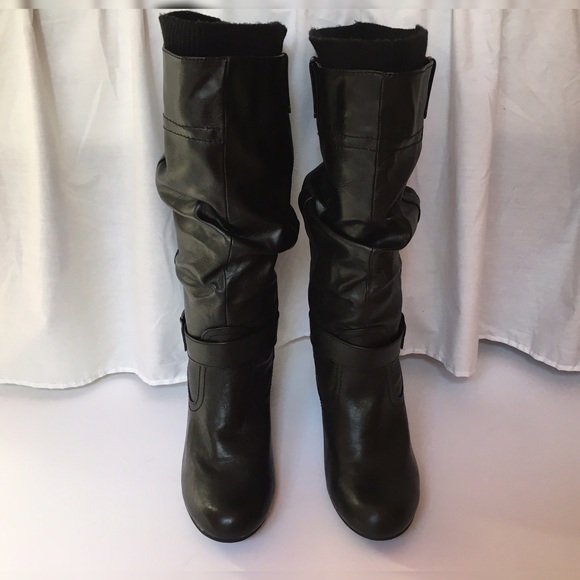 Faux Leather Slouch Boots