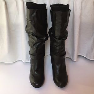 Faux Leather Slouch Boots