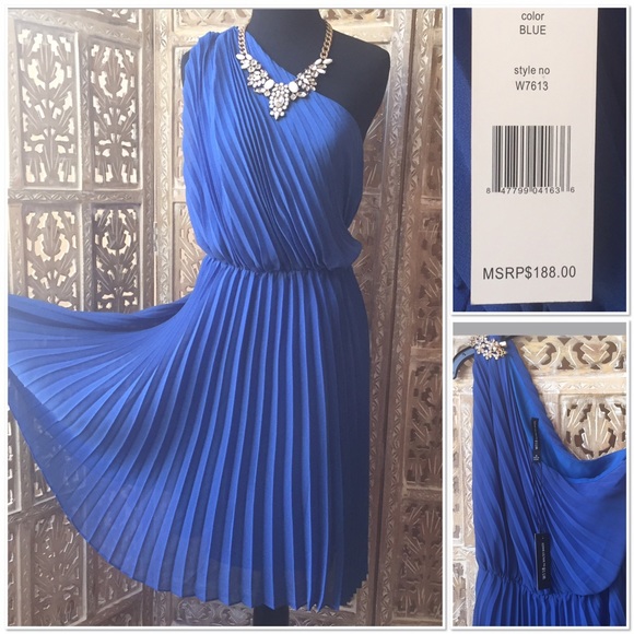 W118 by Walter Baker Dresses & Skirts - Cobalt blue pleated one shoulder cocktail dress