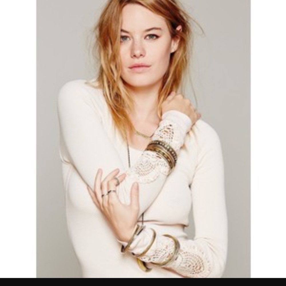 Free People Thermal with Crochet Arms