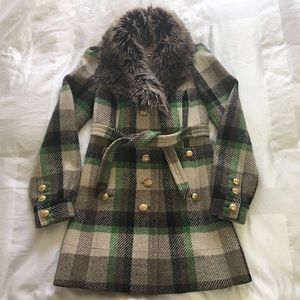 Juicy Couture wool plaid coat