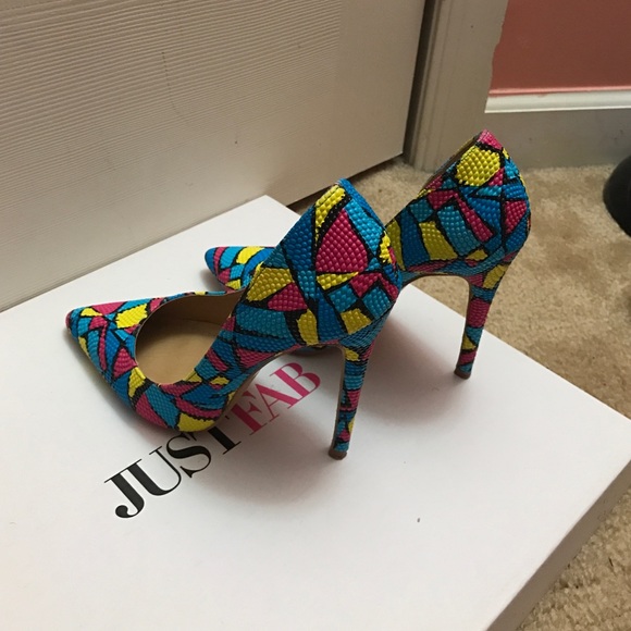 Colorful designer heels pumps.