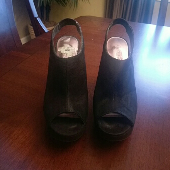 Black suede platforms