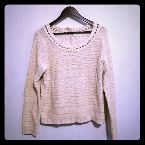 Anthropolgie (L) Moth Cream button back sweater
