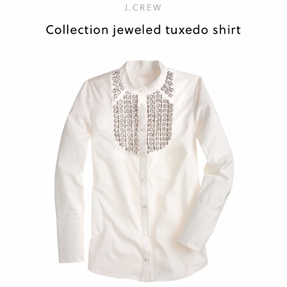 J. Crew Collection jeweled tuxedo shirt