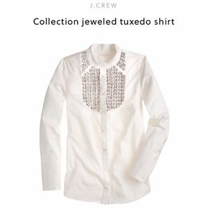 J. Crew Collection jeweled tuxedo shirt