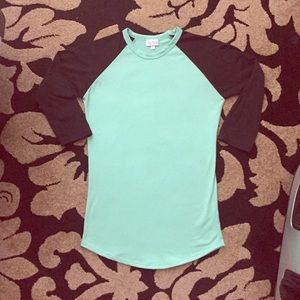 Mint Green & Navy Baseball Tee