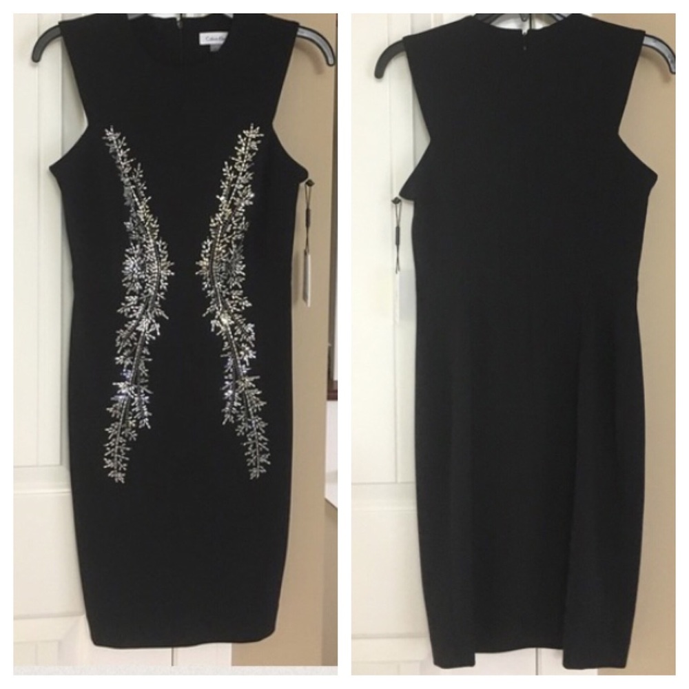 Calvin Klein Black Sleeveless Dress w/Rhinestones