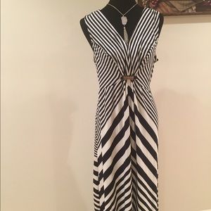 NY Collection Navy Striped Maxi Dress