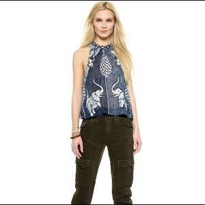 Free People Women's Blue Baby Ride Easy Top