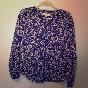 Print button down blouse