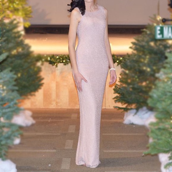 An evening lace dress.