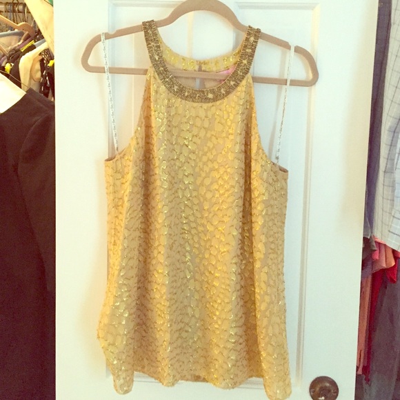 Lilly Pulitzer Gold Leopard Shimmery Top