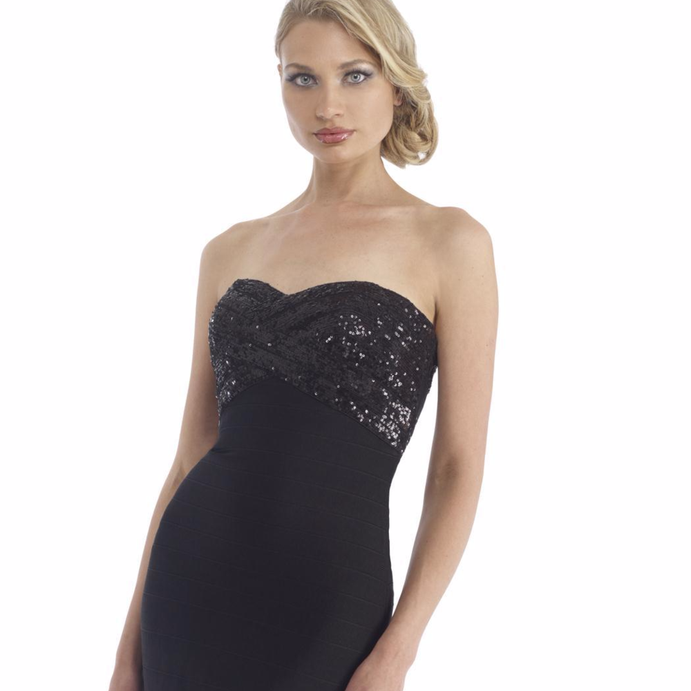 Strapless Shimmer Cocktail Dress by Morrell Maxie