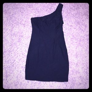 One shoulder black dress