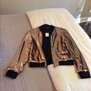 Gold sequin bomber jacket