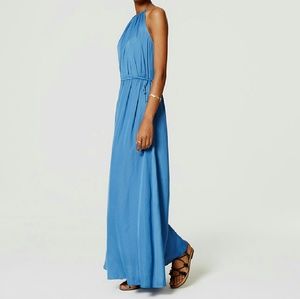 LOFT Petite Tassel Haltered Maxi Dress