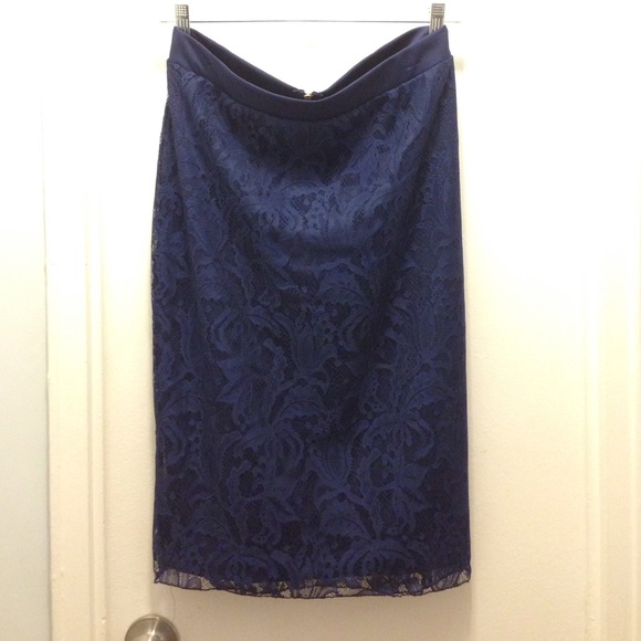 Royal blue lace pencil cut skirt with lining