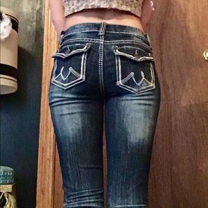 Dark wash blue jeans