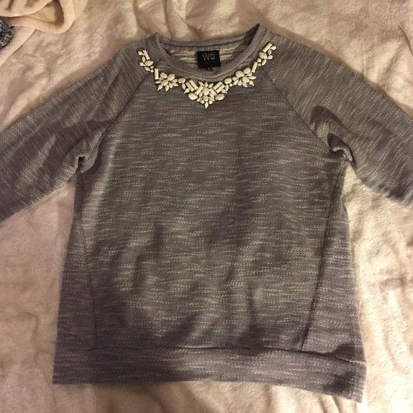 Grey beaded sweater