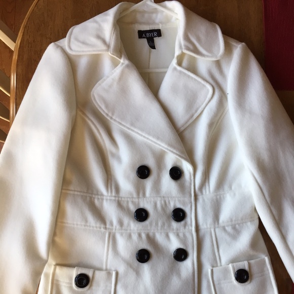 Jackets & Blazers - Abyer White Pea Coat Jacket