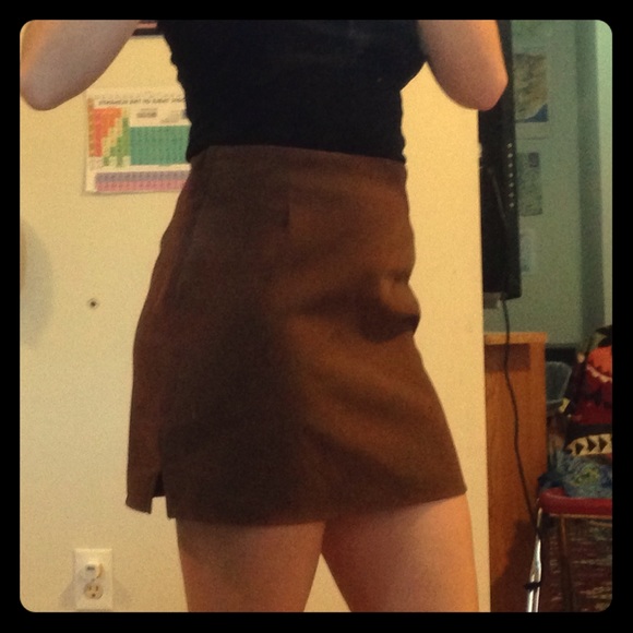 Brown Suede pencil skirt