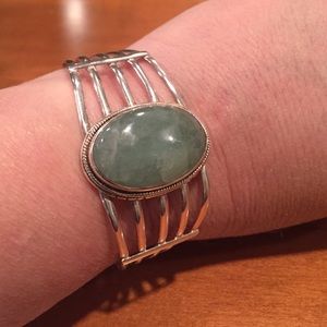 Sterling Silver Gemstone Cuff Bracelet