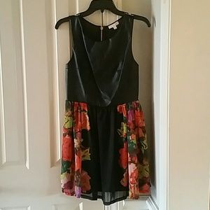GB leather and chiffon dress